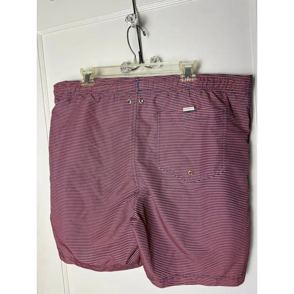 Lands' End Swim Trunks Shorts Men's Large Pink Blue Vacation Summer Resort